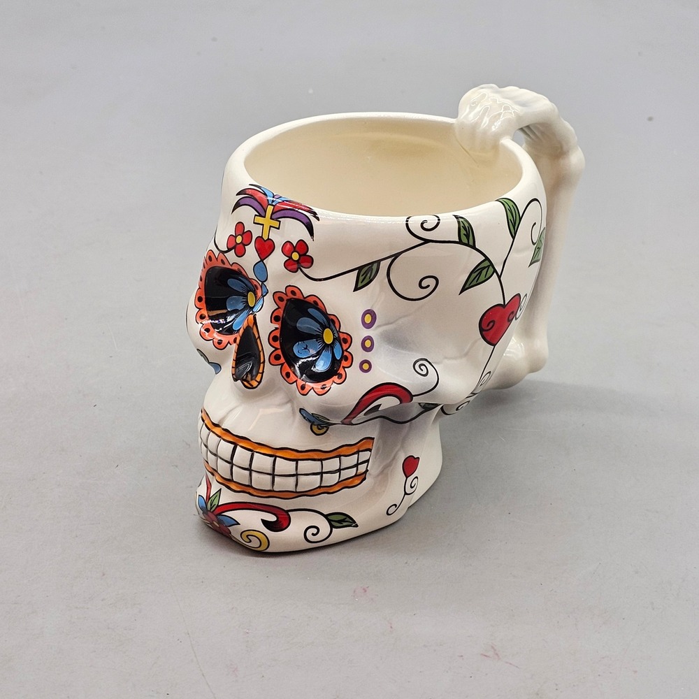 Pacific Giftware Sugar Skull Coffee Mug Day of the Dead Bone Handle Ceramic